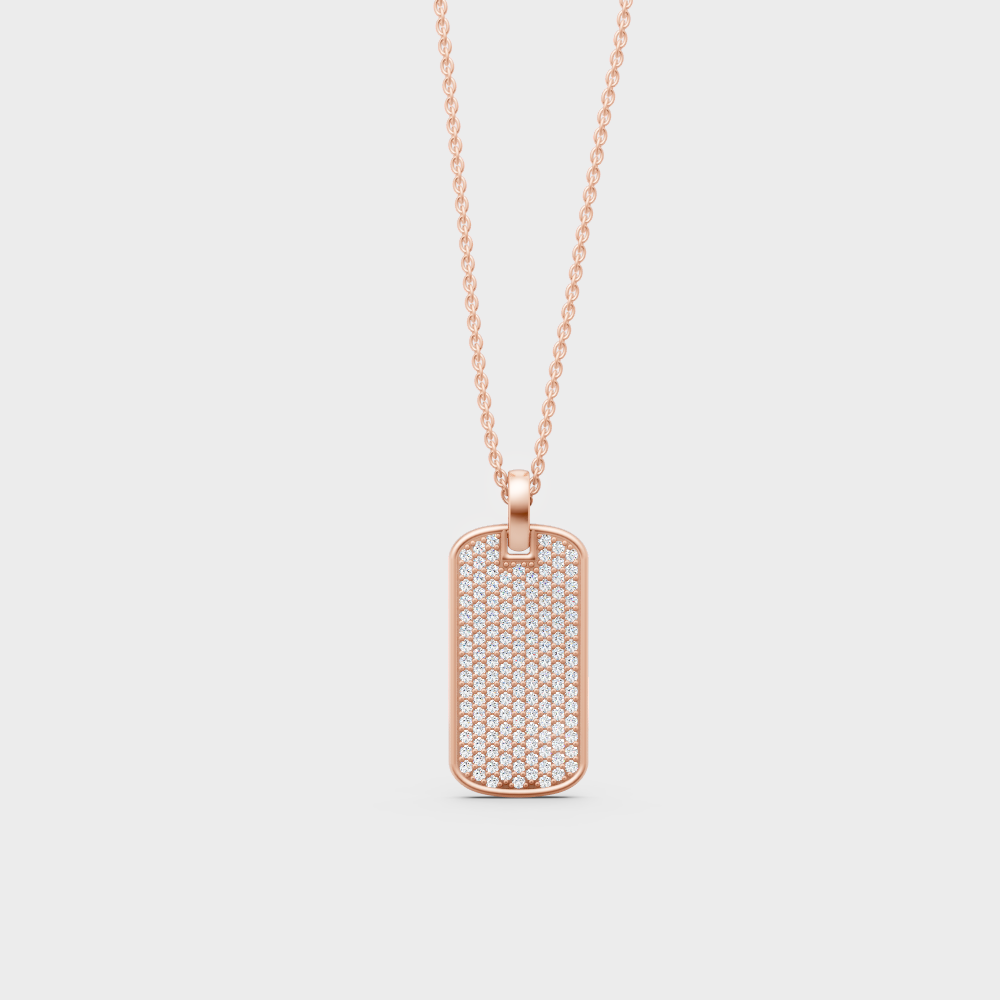 Unique Rose Gold Necklace Featuring A Gli Certified Round Lab Diamond For Men